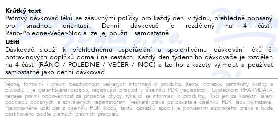 Simplymed Týdenní dávkovač léků Vertical - popis