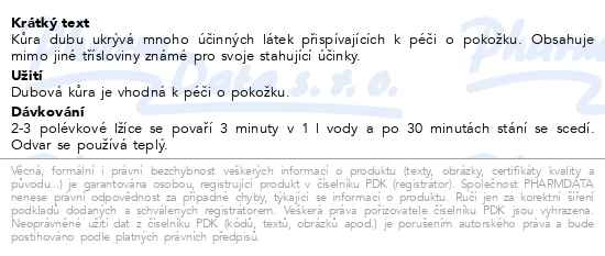 Leros Dubová kůra 75 g - popis