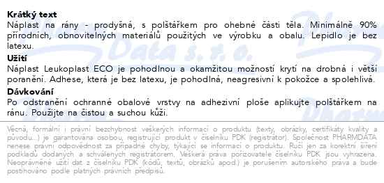 Leukoplast Eco náplasti s polštářkem 2 velikosti 20 kusů - popis