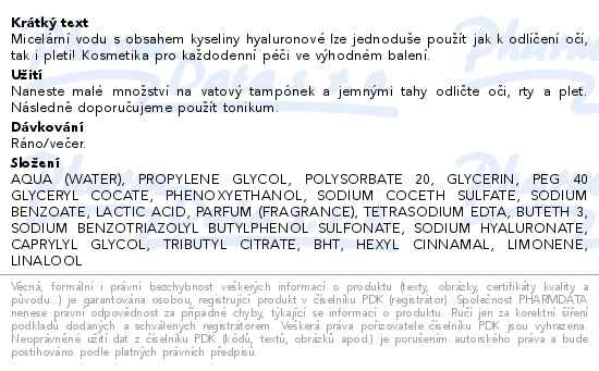Orlane Hydratační micelární voda 400ml - popis