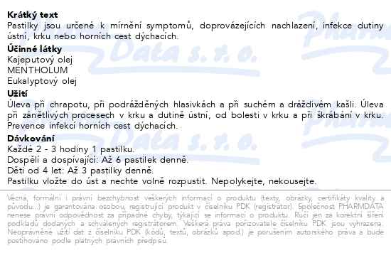 Dr.Müller Müllerovy Pastilky s kajeputovým olejem 24 pastilek - popis