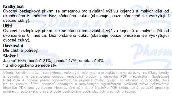 Rudolfs Jablko, banán, jahoda a smetana Bio Kapsička 110 g - popis