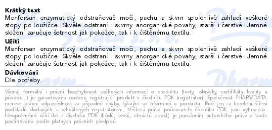 Menforsan enzymatický odstraňovač moči pachu a skvrn 500ml - popis