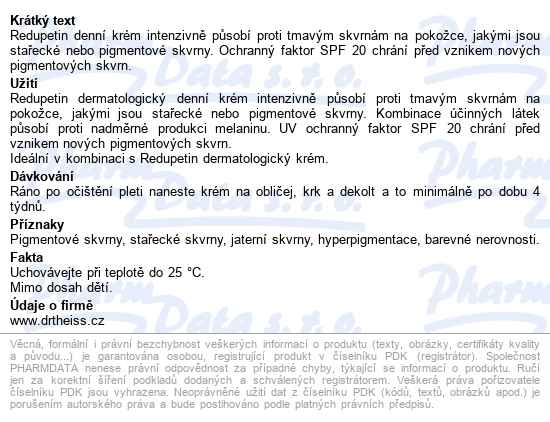 Redupetin Denní Krém Spf20 50ml - popis