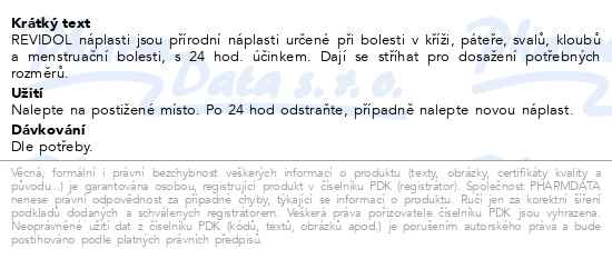 Pharco Revidol Náplasti 5ks - popis