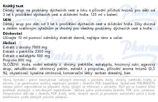 Petit Chéne Respiratory Comfort 125ml dětský sirup na problémy dýchacích cest a krku - popis