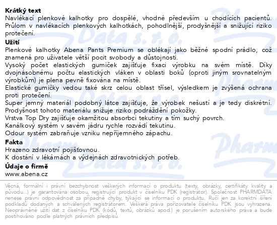 Abena Pants Premium XXL1 kalhotky absorpční navlékací 20 kusů - popis