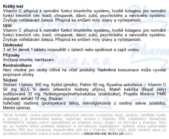 Purus Meda Propolis mateří kašička 50 tablet - popis