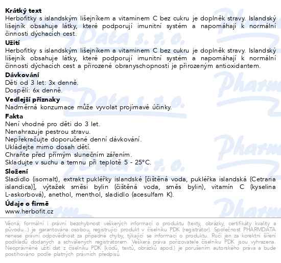 Herbofitky S Island.lišej.a Vit.c Bez Cukru 36ks - popis