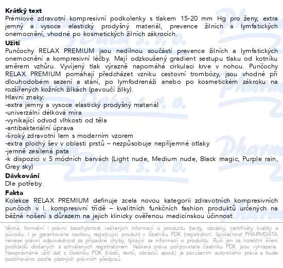 Relax Premium Lýtkové punčochy vel.M light nude - popis