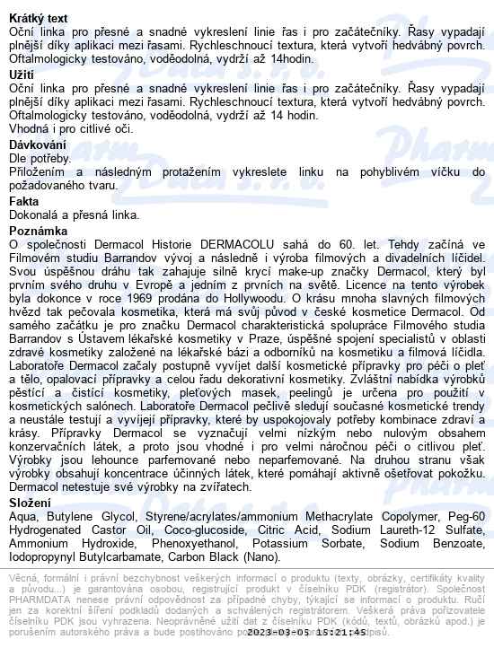 Dermacol Precise Black linka na oči 1 ml - popis
