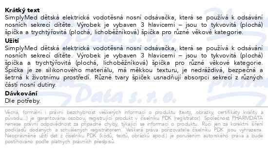 Simplymed JY 922 dětská nosní odsávačka a čistič pórů 2v1 - popis