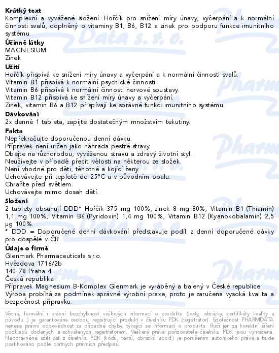 Magnesium B-komplex Glenmark 60 tablet - popis