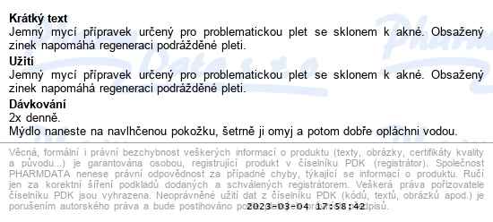 Miraclean Zinkové mýdlo čistící 150 ml - popis