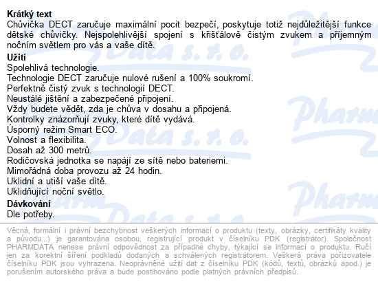 Philips Avent Baby Dect SCD 502/26 digitální elektronická chůvička - popis