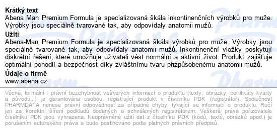 Abena Man Premium Formula 2 vložky absorpční, pro muže, 700ml, 15ks - popis