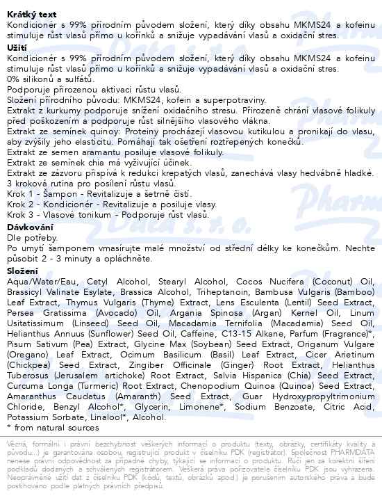 Natucain Revitalizující kondicionér 300 ml - popis