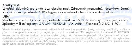Evolu Classic Lékařský bezrtuťový teploměr - popis