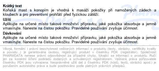 Koňská mast s konopím hřejivá Roll On 90ml - popis