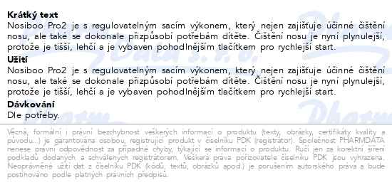 Nosiboo Go odsávačka nosních hlenů elektrická cestovní - popis