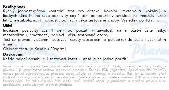 Test na kokain ze slin - popis