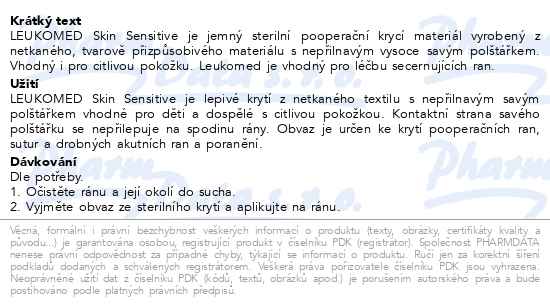 Leukomed Skin sensitive 8cmx10cm netkané krytí s polštářkem 5 kusů - popis