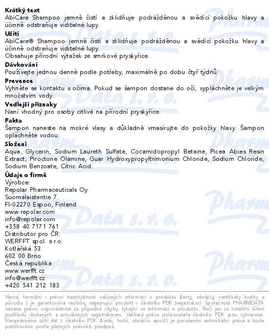Repolar Abicare šampon 200 ml - popis
