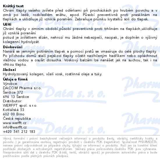 Colafit 7 Balzám na tlapky 17 ml - popis