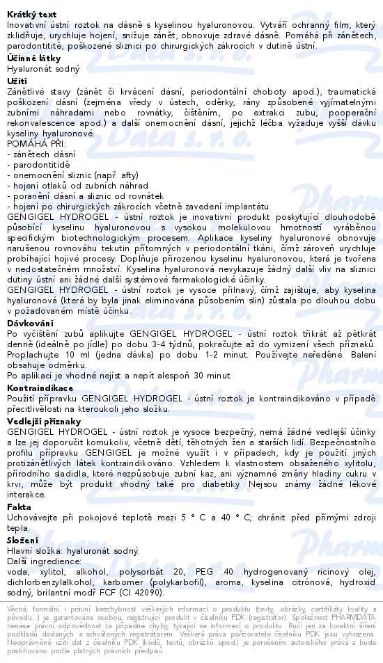 Gengigel Hydrogel ústní roztok 150 ml - popis