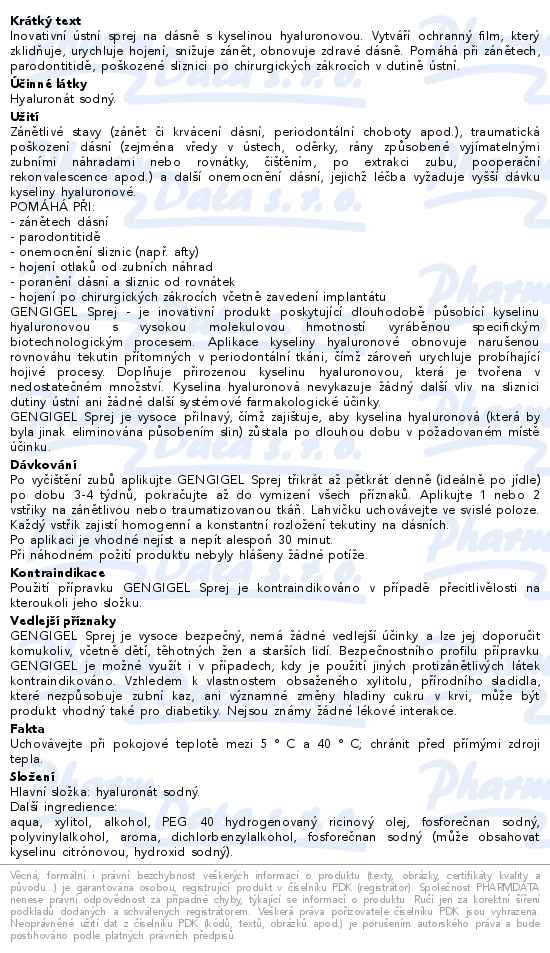 Gengigel Sprej na dásně 20 ml - popis