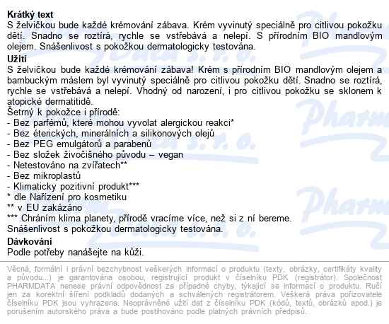 Hipp Babysanft krém tvář a tělo želva 100 ml - popis