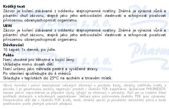 Blendea Zázvor olejové kapky 10ml - popis
