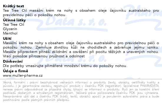 Dr.Müller Tea tree oil masážní krém na nohy 200 ml - popis