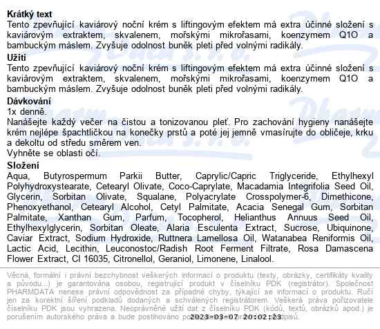 Dermacol Caviar Energy noční krém 50 ml - popis