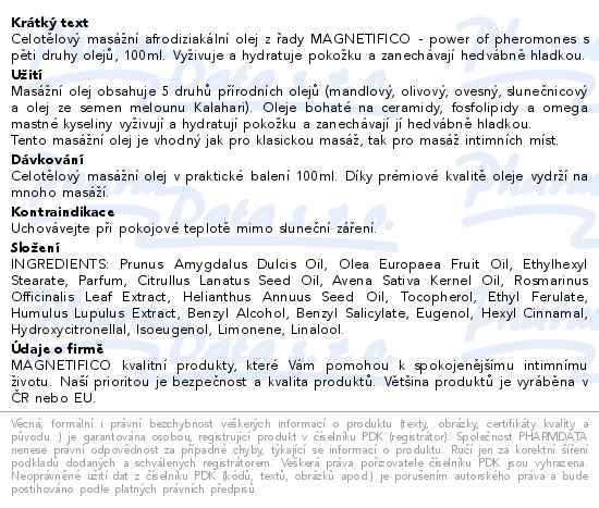 Magnetifico masážní olej jasmine 100 ml - popis