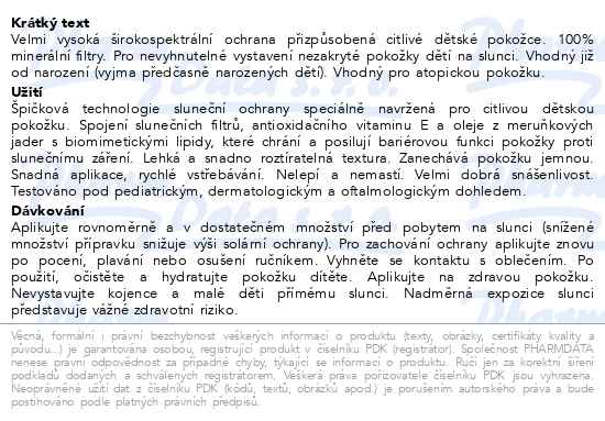 Bioderma Photoderm Pediatrics Mineral SPF 50+ 50 g - popis