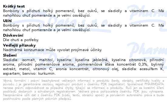 Vivil Hořký pomeranč s vitamínem C bonbóny bez cukru 60 g - popis