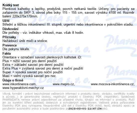 iD Slip Large Super kalhotky absorpční lepící 15 ks - popis