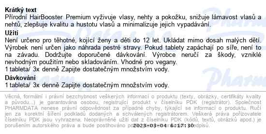 Epiderma Hair booster Premium 90 tablet - popis