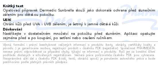 Dermedic Sunbrella Baby Ochranné mléko na opalování ve spreji SPF50+ 150 ml - popis