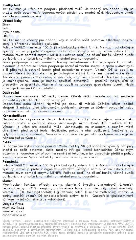 Yarilo Man Platinum 2g 50 sáčků - popis