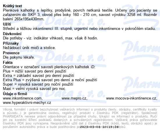 iD Slip Bariatric XXL Super kalhotky absorpční lepící 15 ks - popis