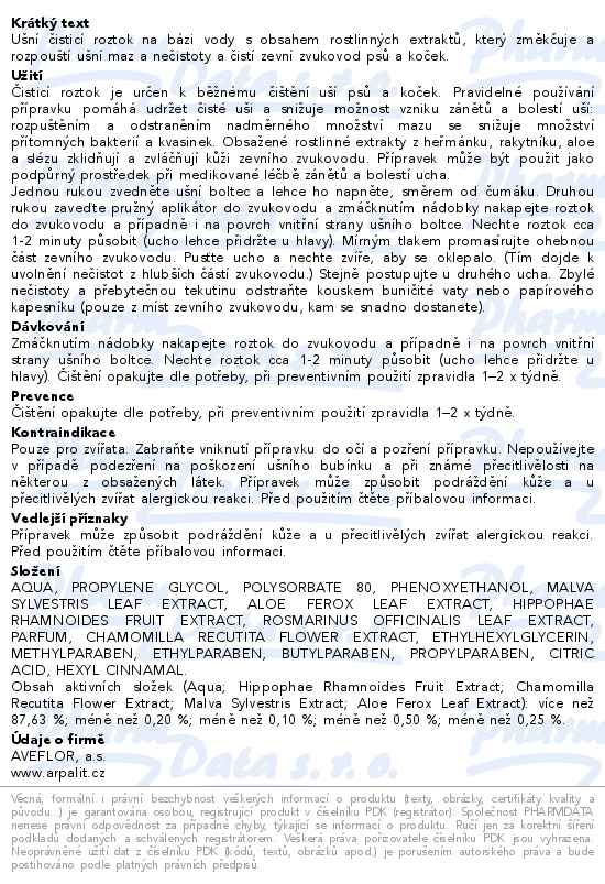 Arpalit Care Ušní čistící roztok s rostlinnými extrakty 100ml - popis