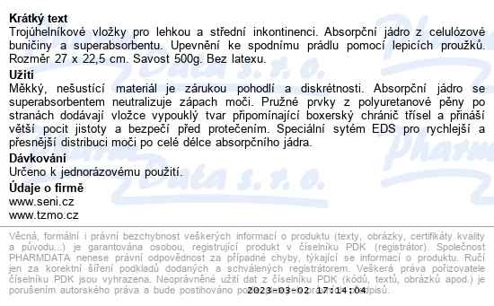 Seni Man Extra level 3 vložky pro muže 15 ks - popis