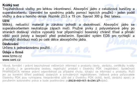 Seni Man Normal level 2 vložky pro muže 15 ks - popis