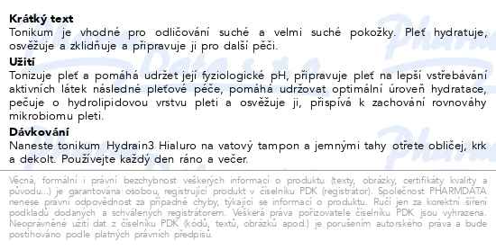 Dermedic Hydrain3 Hydratační tonikum pro velmi suchou pleť 200 ml - popis