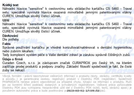 Curaprox Travel set 5460 náhradní hlavice 2 ks mix - popis