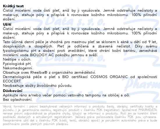 A-derma Biology Ac Čisticí micelární voda 400 ml - popis