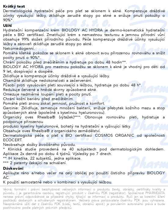 A-derma Biology Ac Hydra Kompenzační krém 40 ml - popis