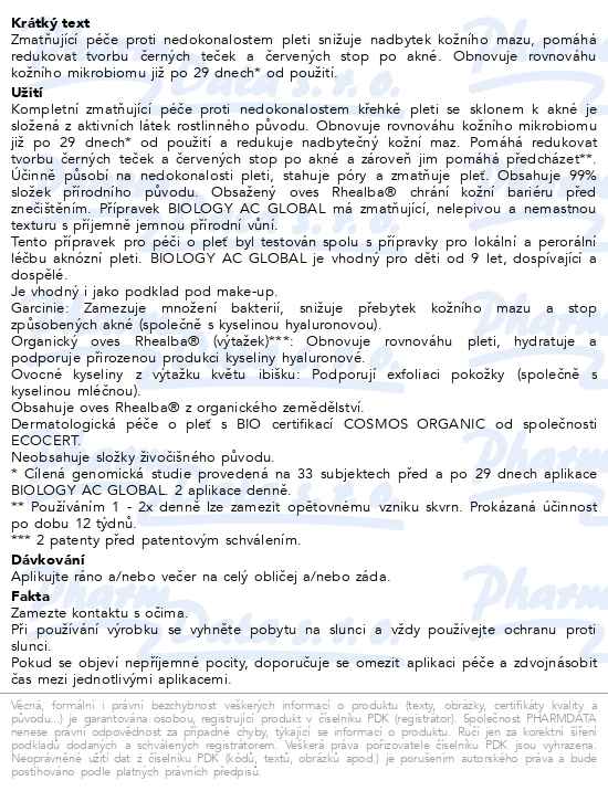 A-derma Biology Ac Global Zmatňující péče 40 ml - popis